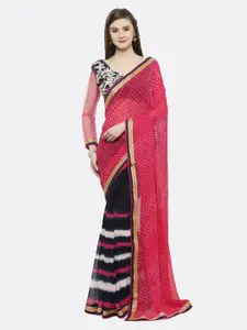Shaily Pink Ethnic Motifs Poly Georgette Saree