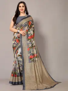 Shaily Grey Ethnic Motifs Silk Blend Saree