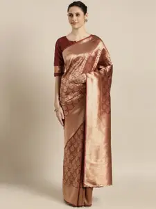 Shaily Maroon Ethnic Motifs Silk Blend Saree