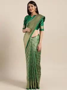Shaily Green Woven Design Silk Blend Saree
