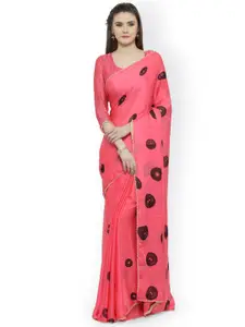 Shaily Pink Embellished Satin Saree