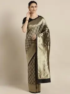 Shaily Black Woven Design Silk Blend Saree
