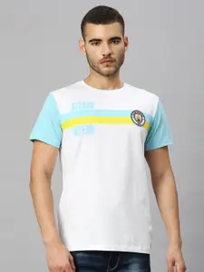 FanCode Manchester City Striped Cotton T-shirt