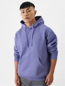 The Souled Store Men Lavender Hooded Sweatshirt
