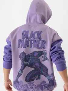 The Souled Store Lavender Black Panther Printed Hooded Pullover