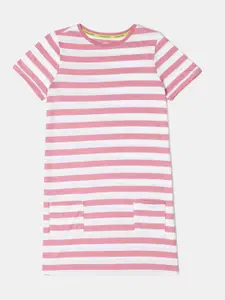 Jockey Girls Super Combed Cotton Striped Relaxed Fit Short Sleeve Sleep Dress - AG72