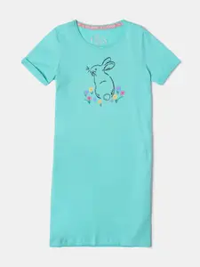 Jockey Girls Super Combed Cotton Printed Relaxed Fit T-shirt Nightdress