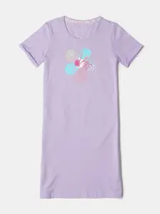 Jockey Girls Floral Printed Relaxed Fit Pure Cotton T-shirt Nightdress