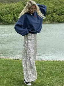LULU & SKY Embellished Straight Sequin Maxi Skirt