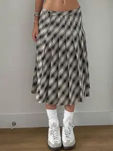 LULU & SKY Pleated A-Line Midi Skirts