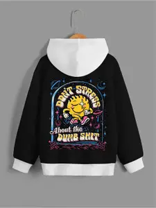 BAESD Boys Typography Printed Hooded Fleece Relaxed Sweatshirt