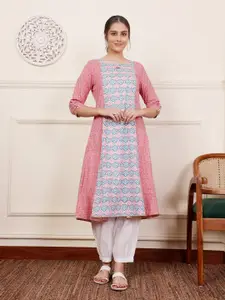 SAVI Ethnic Motifs Printed A-Line Kurta