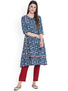SAVI Ethnic Motifs Printed A-Line Kurta