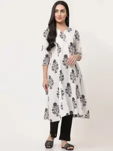 SAVI Floral Printed A-line Cotton Kurta