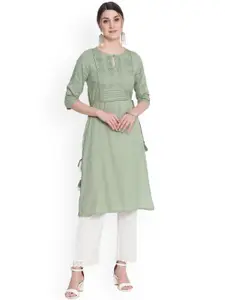 SAVI Keyhole Neck Sequinned A-Line Kurta