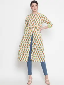 SAVI Floral Printed Cotton A-Line Kurta