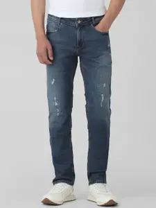 Mufti Men Slim Fit Mid-Rise Low Distress Light Fade Stretchable Jeans