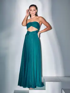 By The Bay Strapless Maxi Georgette Dress