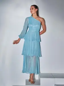 By The Bay One-Shoulder Self Design Georgette Dress