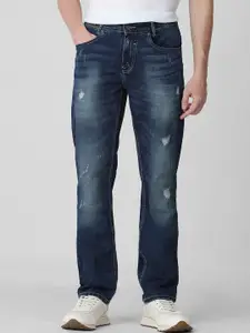 Mufti Men Slim Fit Mid-Rise Medium Shade Heavy Fade Low Distress Stretchable Jeans