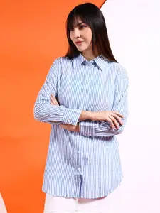 Freehand by The Indian Garage Co Women Blue Multi Stripes Striped Casual Shirt