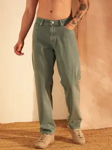 DENNISON Men Green Comfort Straight Fit Light Fade Jeans