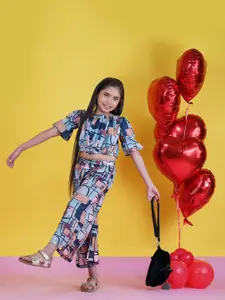HERE&NOW Girls Printed Top With Trousers