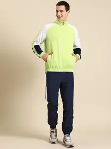 United Colors of Benetton Colourblocked Raglan Sleeves Mock Neck Front Zipper Tracksuit