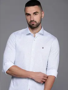 Louis Philippe Sport Pure Cotton Smart Slim Fit Geometric Printed Casual Shirt