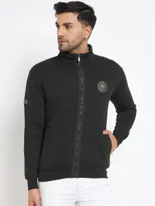 Duke Mock Collar Ribbed Hem Fleece Front Open Sweatshirt