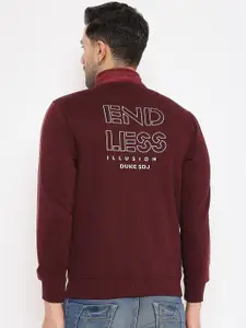 Duke Mock Collar Ribbed Hem Fleece Front Open Sweatshirt