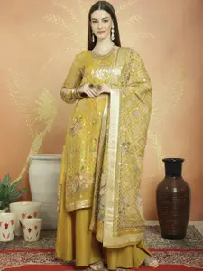 Stylee LIFESTYLE Floral Woven Design Jacquard Zari Unstitched Dress Material