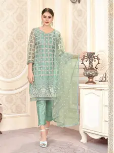 Panzora Blue Embroidered Unstitched Dress Material