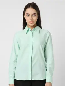 Van Heusen Woman Vertical Striped Spread Collar Pure Cotton Casual Shirt
