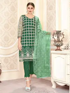 Panzora Green Embroidered Unstitched Dress Material