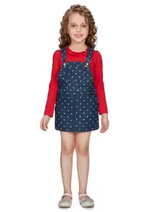 Peppermint Red Denim Pinafore Dress