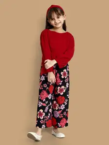 YK Girls Floral Printed Top with Palazzos