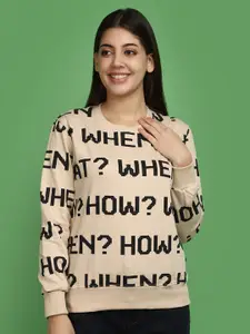 V-Mart Typography Printed Round Neck Sweatshirt