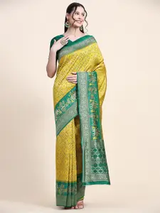 ZIBLON Yellow Woven Design Art Silk Kanjeevaram Saree