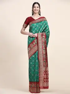 ZIBLON Green Woven Design Art Silk Kanjeevaram Saree