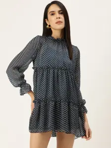 FOREVER 21 Polka Dot Printed A-Line Tiered Dress