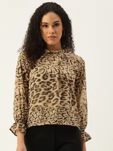 FOREVER 21 Animal Printed Ruffle Detailed  Top
