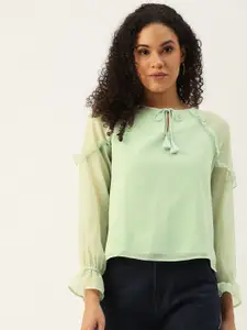 FOREVER 21 Tie-Up Neck Ruffles Top