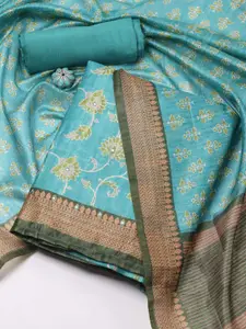 Meena Bazaar Floral Printed Art Silk Unstitched Dress Material