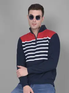 Crimsoune Club Striped Mock Collar Pullover Sweatshirt