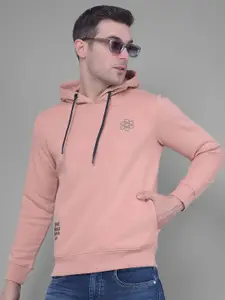Crimsoune Club Men Peach-Coloured Hooded Sweatshirt