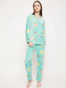 Camey Women Green Printed Night suit