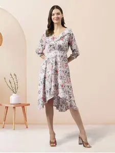 BAESD Floral Printed Gathered Fit & Flare Dress