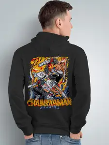 Crazymonk Men Black Hooded Sweatshirt