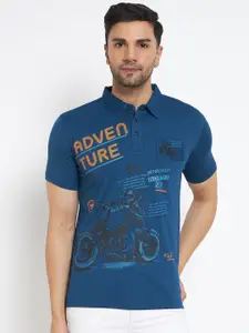 Duke Typography Printed Polo Collar Cotton Slim Fit Casual T-shirt